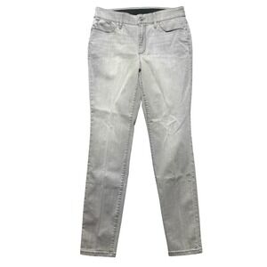 CHICOS 0.5R 6R Gray Denim Stretch Jeans Women's Pants Slim Leg Mid Rise